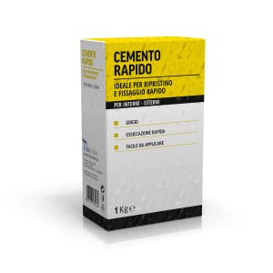 Confezione di cemento a presa rapida, ideale per riparazioni interne ed esterne. 1 kg.