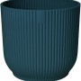Vaso per fiori Elho Vibes Fold, Ø 16 cm, blu intenso, texture a coste, ideale per piante da interno.
