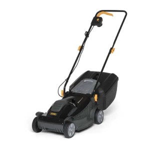 Tagliaerba elettrico t.b.t. nero con cesto di raccolta.