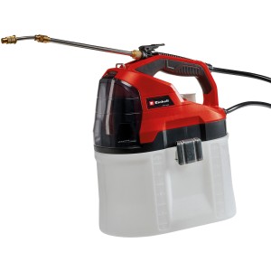 Irroratrice a pressione a batteria Einhell GE-WS 18/75 Li-Solo con serbatoio trasparente e lancia in acciaio inox.