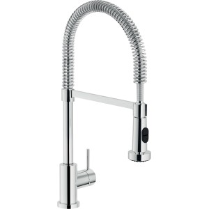 Miscelatore monocomando t.b.t. cromato con molla a spirale.