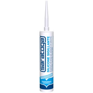 Cartuccia di silicone trasparente Saratoga per lavori di sigillatura.