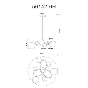 Disegno tecnico della lampada a sospensione t.b.t. Sospensioni con dimensioni.