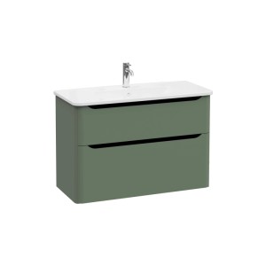 Mobile bagno base lavabo sospesa 2 cassetti Integra Round 100 cm matt green