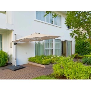 Ombrellone da giardino a palo decentrato bianco 300x300 cm beige