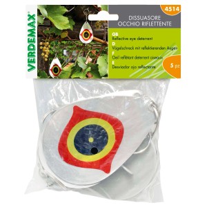 Set di 5 dissuasori per uccelli a forma di occhio riflettente per spaventare gli uccelli in giardino.