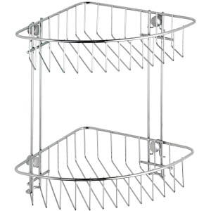 Mensola angolare cromata a 2 ripiani Wenko Classic, un ripiano doccia da parete.