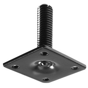 Piastra di montaggio nera per gambe tavolo Hettich 90x90 mm con filettatura M10 per gambe mobili.