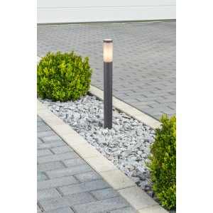 Globo Boston, lampada da vialetto antracite in acciaio inox, altezza 80 cm.