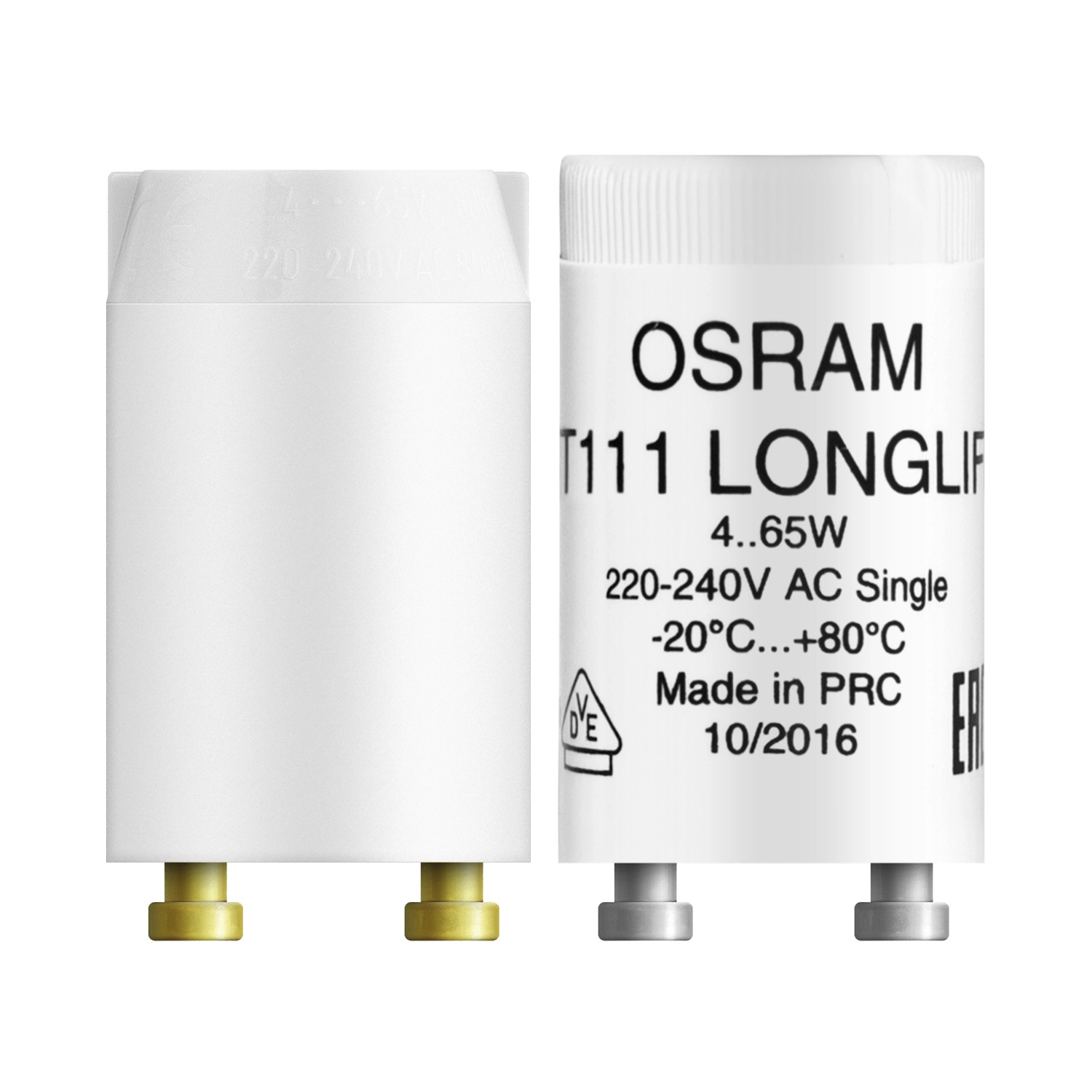 Starter Osram per lampada fluorescente, 4-65W, per prolungare la durata della lampada.