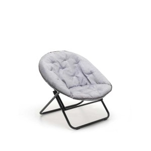 Poltrona da esterno t.b.t. grigia con struttura in metallo nero. Seduta comoda per giardino e balcone.