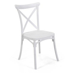 Sedia impilabile Cross in polipropilene bianca 43x52,5h45/88 cm