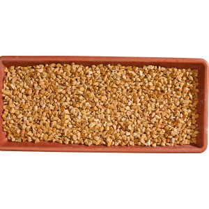 t.b.t. Ciottoli e granulati in una ciotola marrone.