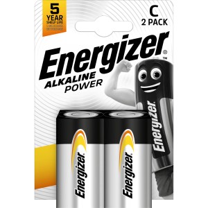 Energizer Alkaline Power C Baby batterie, confezione da 2. Energia affidabile per dispositivi di uso quotidiano.