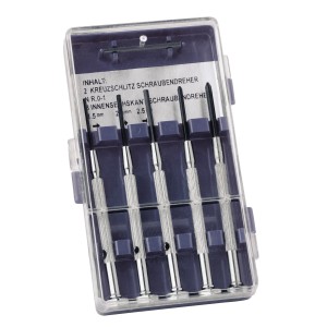 Set di chiavi a brugola di precisione LUX, 5 pezzi in scatola di plastica, misure PH0, PH1, 1.5, 2, 2.5 mm.