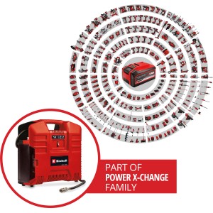 Einhell TE-AC 36/8 Li OF Solo compressore a batteria in valigetta, parte della famiglia Power X-Change.