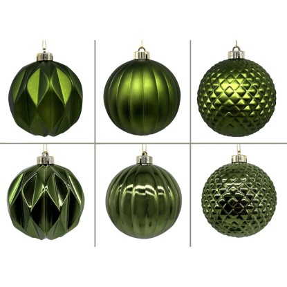 Palline di Natale in plastica Ø 12 cm decori assortiti verde