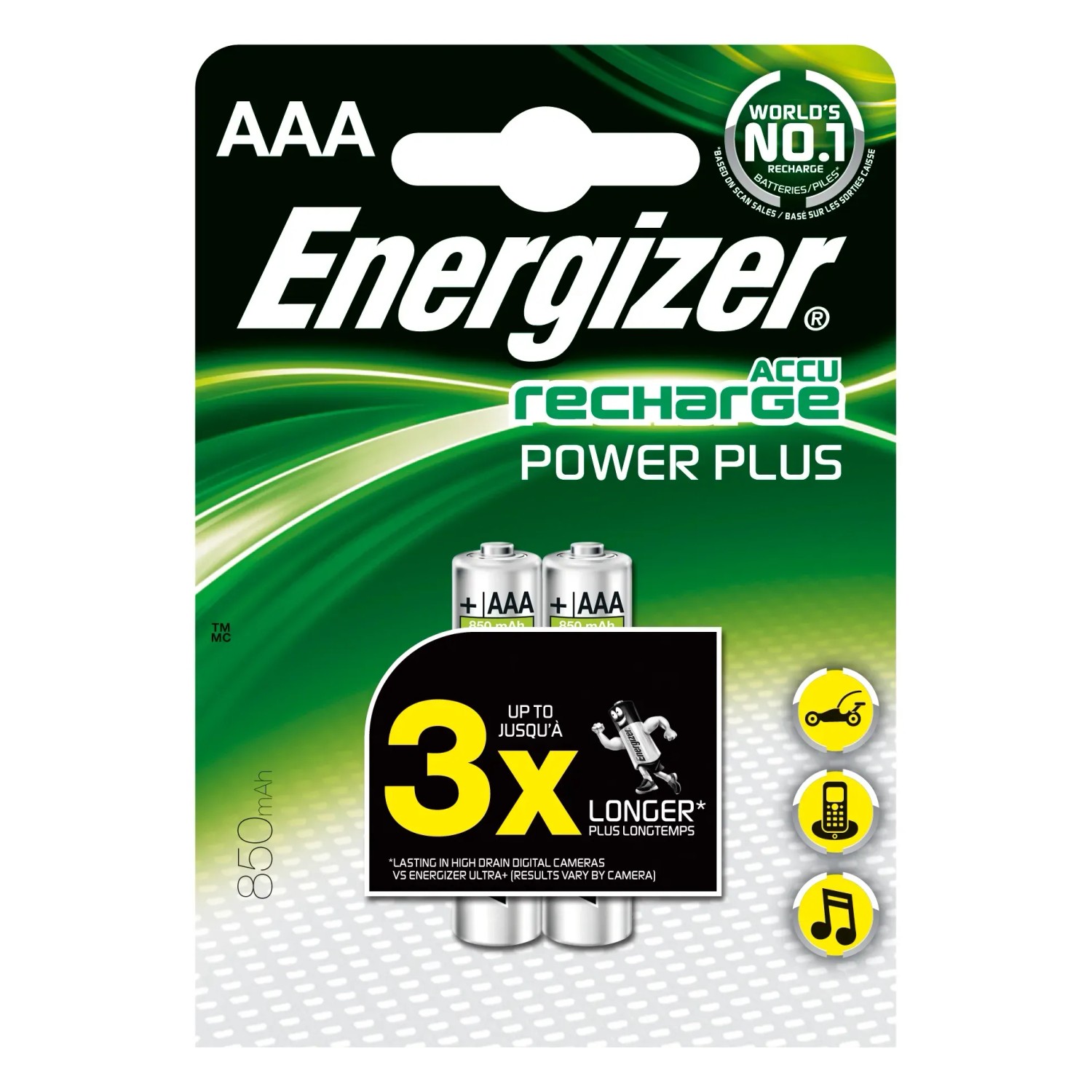 Energizer Power Plus AAA batterie ricaricabili, confezione da 2. Micro batterie per dispositivi standard.