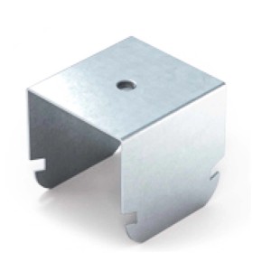 Staffa metallica per accessori pannelli in cartongesso con foro.