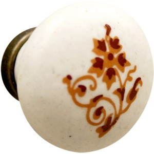 Pomello per mobili in ceramica con motivo floreale per armadi e cassetti.