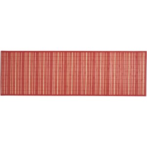 Tappetino t.b.t. rosso e beige: Stuoia in bambù a strisce per pavimento o tavolo.