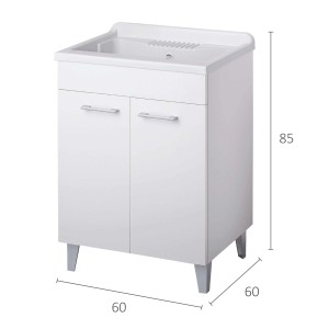 Mobile lavabo bianco con due ante e dimensioni.