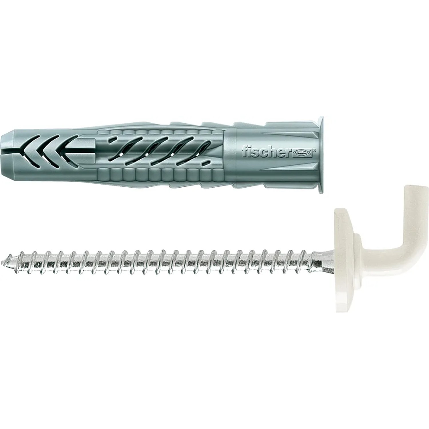 Fischer Tassello universale UX 8x50 con gancio ad angolo, adatto a vari materiali.