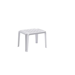Tavolino da giardino bianco in plastica t.b.t. con motivo a scacchiera.
