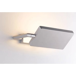 Moderna lampada da parete a LED Book di Luce Design, argento, 1 luce, con testa orientabile.