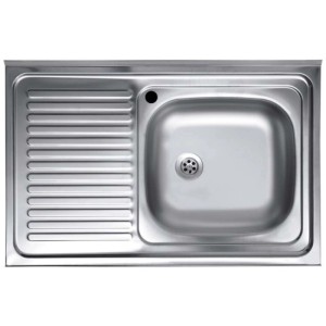 Lavello da appoggio 1 vasca sx 80 cm inox