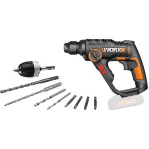 Worx Tassellatore a batteria WX390.9 Solo con punte e batteria. Ideale per forare a percussione nel cemento.
