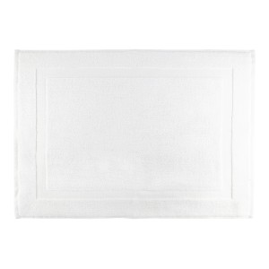 Tappeto da bagno t.b.t. bianco con bordo decorativo.