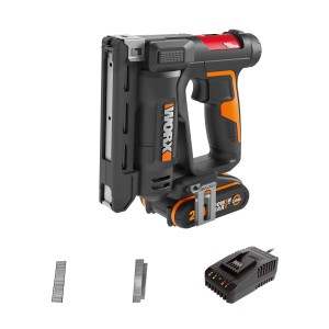 Worx WX843 sparapunti a batteria con batteria, caricabatterie e punti metallici. Ideale per il fai da te.