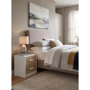 Comodino in pannello truciolare con 2 cassetti 40x34x45 cm bianco