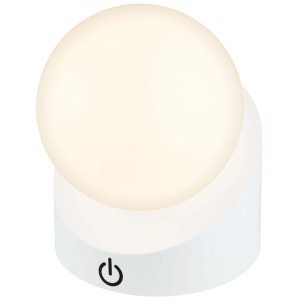 Lampada da tavolo LED bianca con paralume rotondo e funzione touch.
