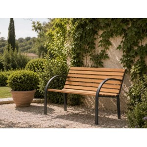 Panca da giardino in acciaio e legno Garden Friend Parco 122x62x80 cm nero