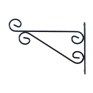 Staffa a muro decorativa nera per piante sospese e fioriere.