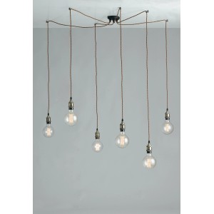 Plafoniera Luce Design Groove color rame con sei lampadine.