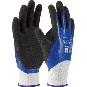 Guanti da giardino blu con rivestimento completo in nitrile, taglia 7, per giardinaggio.