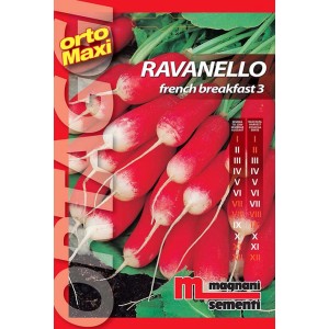 Confezione di semi di ravanello 'French Breakfast 3', una varietà per l'orto.