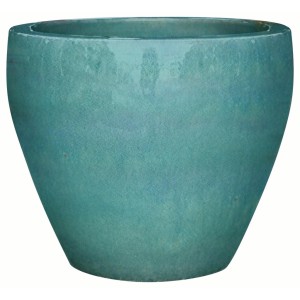 Vaso da fiori in terracotta turchese di t.b.t. per interni ed esterni.