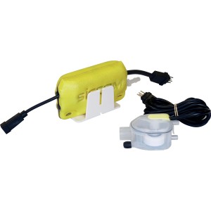 Accessorio per Climatizzatori: Dispositivo giallo con cavo e spina, più un componente trasparente.