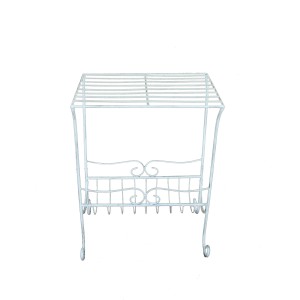 Scaffale da cucina bianco in metallo t.b.t. con due ripiani e ganci.