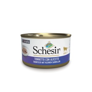 Schesir gatto umido tonno con acciughe in gelatina, lattina da 85g.