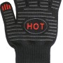 Guanto da barbecue nero con inserti in silicone antiscivolo, resistente al calore.