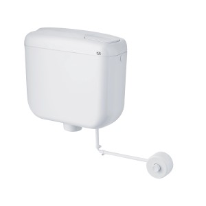 Cassetta WC bianca per WC a cassetta, montaggio esterno.