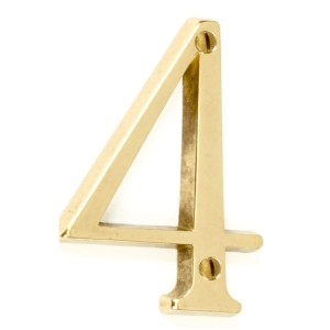 Numero civico dorato 4 per il montaggio sulla facciata.