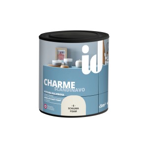 Barattolo di pittura decorativa t.b.t. in beige chiaro. Design decorativo per pareti interne.