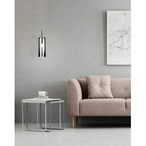Lampadario a sospensione Eglo Selvino Ø10xH110 cm acciaio vetro nero