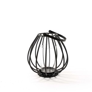 Lanterna in metallo con manico Ø 23xH23,5 cm nera